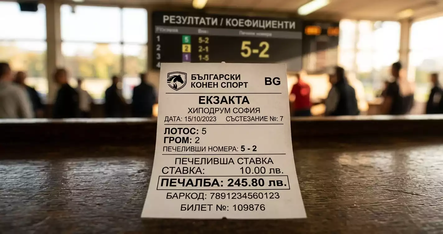 Печеливш екзакта фиш с двата коня в точен ред и изплащане от пула