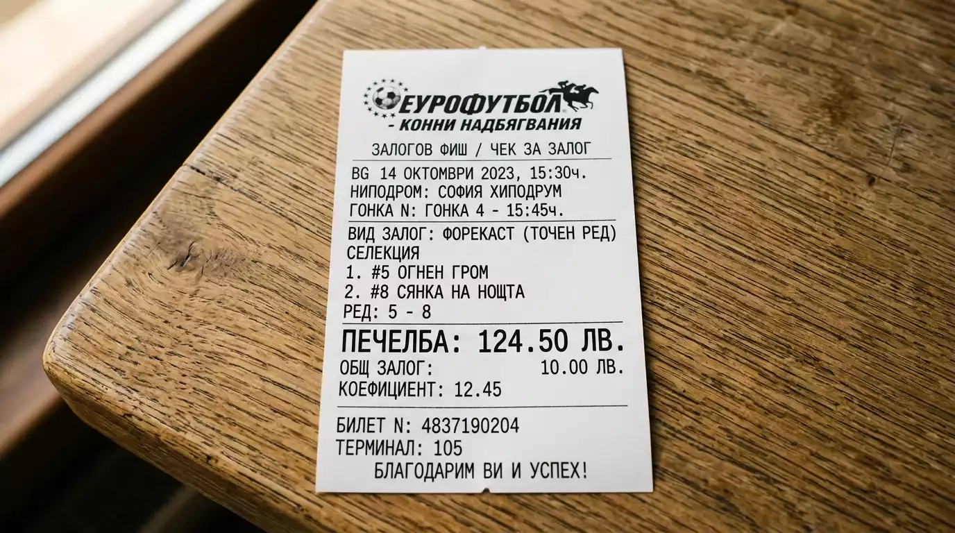 Печеливш форкаст фиш с двата избрани коня в ред и изплащане