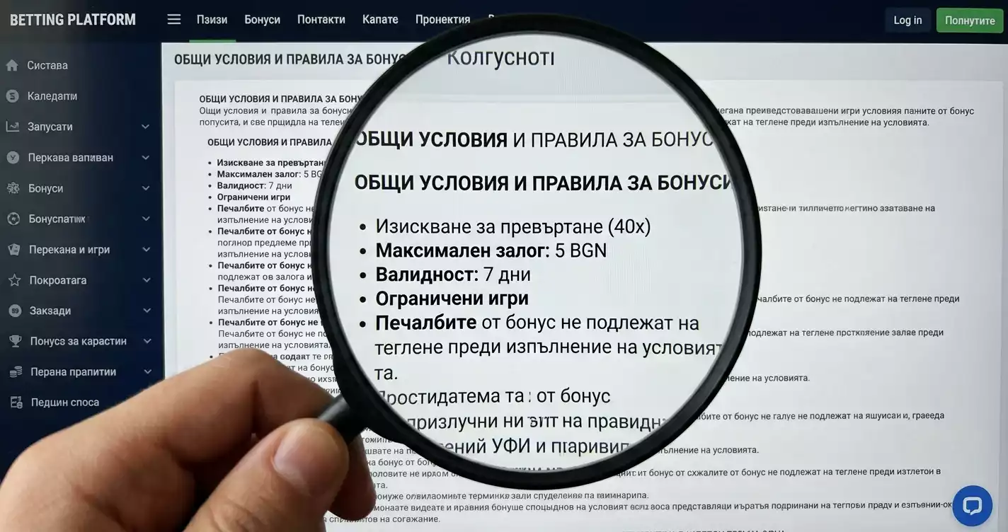 Скрити капани в условията на бонус, изписани с дребен шрифт