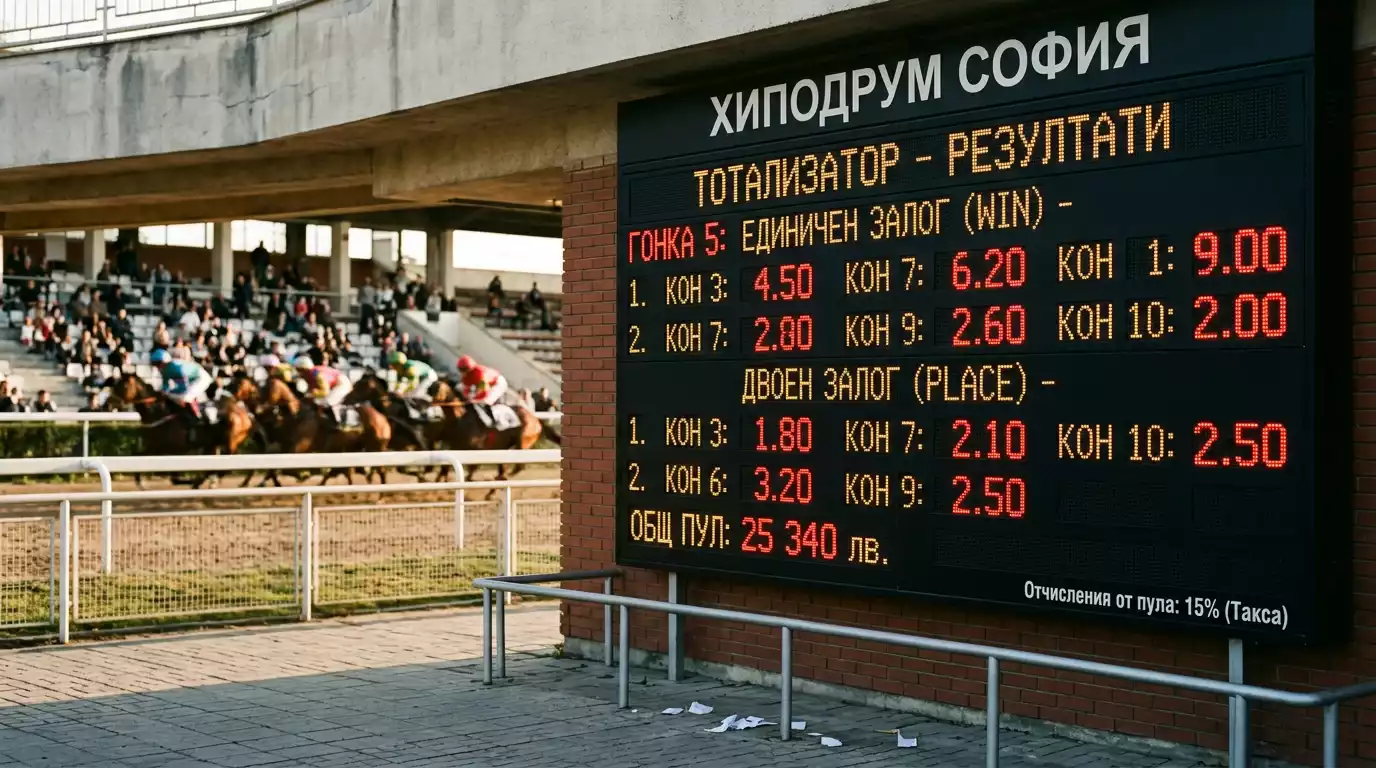 Тото табло с удръжка от pari-mutuel пула на хиподрум